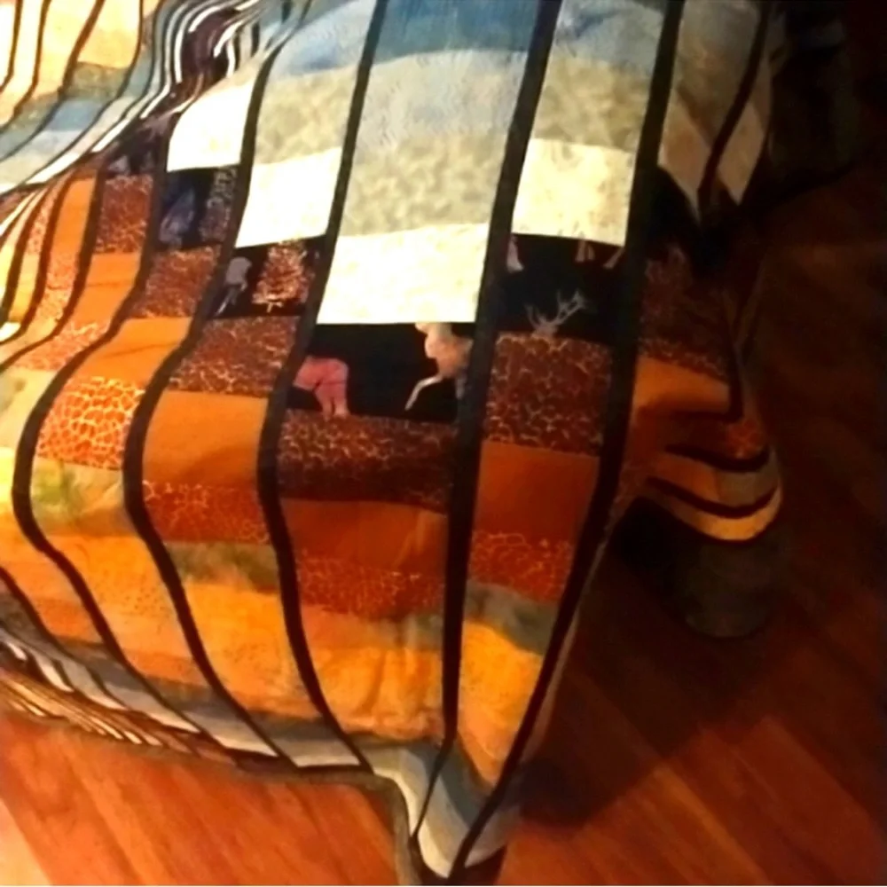 Artistic Safari double sided handmade quilt large